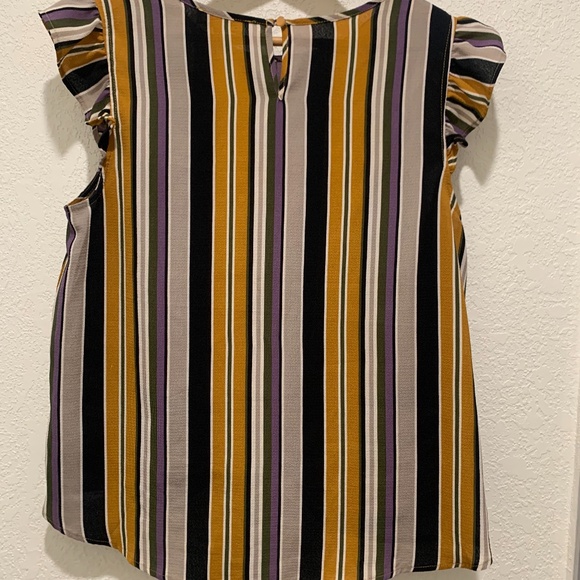 Monteau Tie Front  Boho Stripe Top Short Sleeve XL - Picture 6 of 9